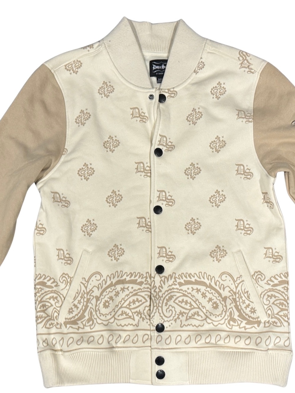 Dsquared2 Cream & Tan Paisley-Print Varsity Bomber Jacket